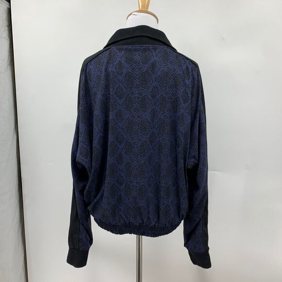 Athleta Brooklyn Track Bomber Jacket Women S Small Midnight Python Zipped Pocket - Picture 7 of 15